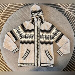 ALPACA Wool Medium Grey Black Hooded Sweater